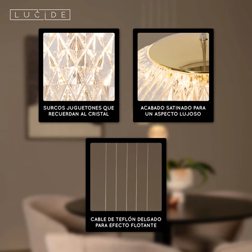 Lucide CINTRA - Lámpara colgante - Ø 32 cm - LED Regul. - 5x4,7W 2700K - Transparente - USP